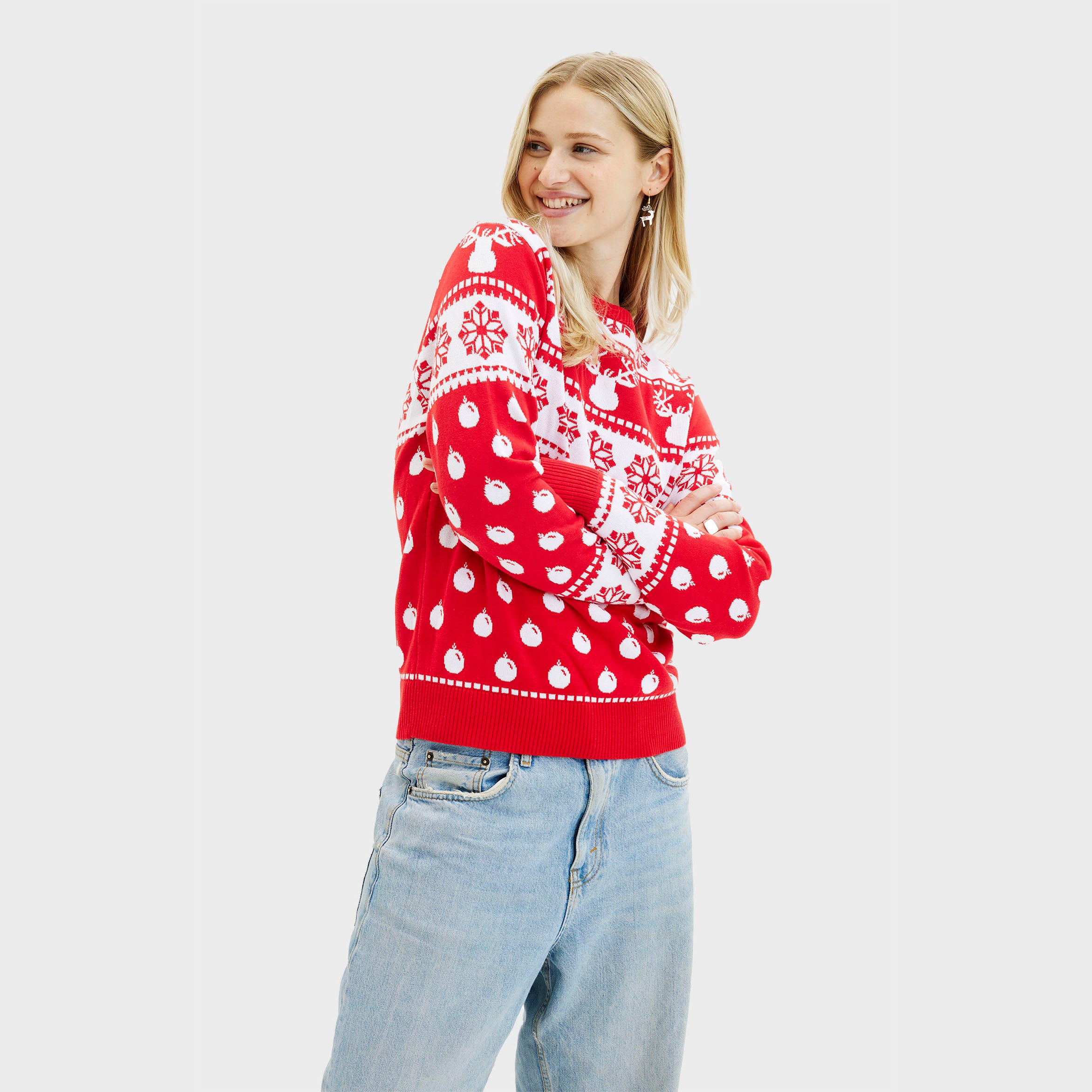 Den Klassiske Julesweater Rød - Dame.